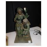 FIGURAL LAMP W/ WOMAN HAVING BIRD ON HER HAND 15"