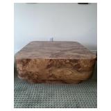 BURLED WOOD FINISH COFFEE TABLE 15" H X 37" W X