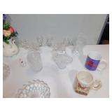 BRIDE BASKET, FOSTORIA CANDY DISH, 2 CANDLE