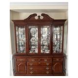 CHERRY 2-PIECE CHINA W/ FRET WORK DOORS PULL OUT