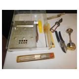 MAILBOX WITH KEY, PRUNERS, THERMOMETER, ETC.