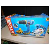 RYOBI 18V DRILL, SANDER AND CIRCULAR SAW, NO