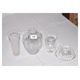 WINE BOTTLE COASTER, CRYSTAL VASE, ETC.