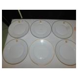 6 HULSCHENREUTHER SELB, 10" DINNER PLATES, GOLD