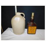 MT VERNON WHISKEY BOTTLE AND POTTERY JUG, 9",