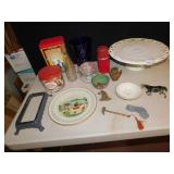 CAKE PLATE, SEAL, TIN BOX, COLLECTOR PLATE, BLUE