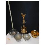 CAR TROPHY, 3 PEDESTAL TROPHY BOWLS, ETC.