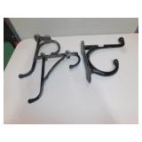3 HEAVY CAST IRON WALL MOUNT HOOKS