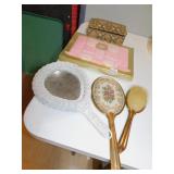WICKER HAND MIRROR, BRUSH AND MIRROR SET, NEW