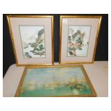 15X12 FRAMED ASIAN PRINTS AND WATER WAY PRINT