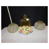 BLENKO PITCHER, 2 LIGHT COVERS, ETC.