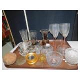 CREAMER/SUGAR UNMARKED, WINE GLASSES, BOWLS,