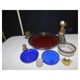 CANDLE HOLDER, TRAY, TRINKET BOX, ENAMELED BELL,