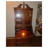 MAHOGANY SECRETARY DROP FRONT 2 DOOR TOP W/