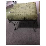 BURLAP COFFEE SACK FOOT STOOL / OTTOMAN WITH IRON