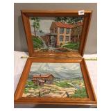 SET OF 2 COMPLETED AND FRAMED PAINT BY NUMBER