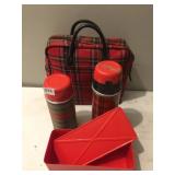 VINTAGE THERMOS IN CARRIER