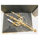 HEAVY BRASS WALL MOUNT CANDELABRA, 26"