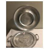 CRONWELL HAND WROUGHT ALUMINUM TRAY 19" & LEHAMN