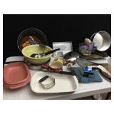 POT, PANS, SILVER PLATE TRAY, STRAINER, NEW