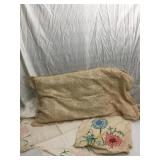 FULL SIZE LONG FRINGE BED SKIRT AND 2 CROCHETED