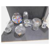 SMALL FISHBOWL WITH MARBLES, ATLAS JAR, GLASS