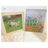 2 ORIGINAL ART WORKS, PASTEL OF BRITTANY SPANIEL