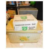 BREAD BOX SOME RUST, MIXER IN BOX, STORAGE BOX