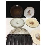 DECORATIVE PLATES AND CAST-IRON CORN MOLD, GLASS