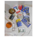 PINS, SHOESHINE, VINTAGE FIRST AID, NASCAR POCKET