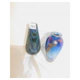 2 ART GLASS VASES, ONE SIGNED ON BOTTOM, ONE HAND