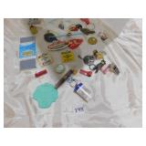 METAL WHISTLE, KEY CHAINS, SEWING, COKE BOTTLE