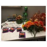 HALLOWEEN DECORATIONS BROOM RIDE SIGN ETC.,