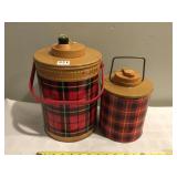 SET OF 2 SKOTCH JUGS, RED AND BLACK CHECK, 1 GAL