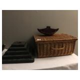 SEWING BASKET, WOOD TREE STAND WOOD WALL BASKET