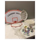 LAUNDRY BASKETBALL HOOP & BB CARDS AND CASE