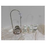 SILVER PLATE PICKLE JAR STAND, 2 SETS OF SPODE