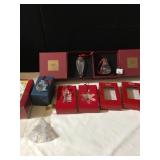 ROSENTHAL 2 ORNAMENTS, 4 WATERFORD ORNAMENTS