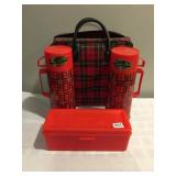 ALLADIN BLACK AND RED CHECK LUNCH SET, 2 TALL