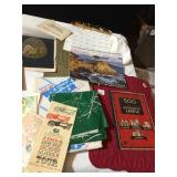 OIL PAINTING ON LEAF SKELETON, HOUSEHOLD LABELS,