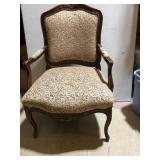 WOODEN ARMCHAIR CARVED FLOWER DESIGN