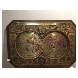 1964 MASKTEERS - MAP OF THE WORLD TIN CENTER W/