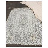 HAND DONE PILLOWCASES, LACE TABLECLOTH, LONG