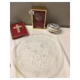 CHRISTMAS LENOX CROSS, GORHAM CHAMPAGNE BUCKET,