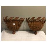 IRON WALL BASKETS WITH LEAF DESIGN 15" H X 15" W