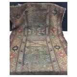ANTIQUE HAND-WOVEN RUG W/ HOLE AND SOME WEAR 38"