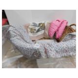 VINTAGE BOX FAN FEET, LARGE WICKER LAUNDRY