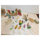 ASSORTMENT OF MANGER FIGURINES, MUCH DAMAGE,
