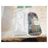 2 HANDMADE POTTERY WALL POCKETS, 7"