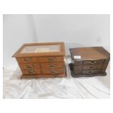 2 WOOD DRESSER TOP JEWELRY BOXES